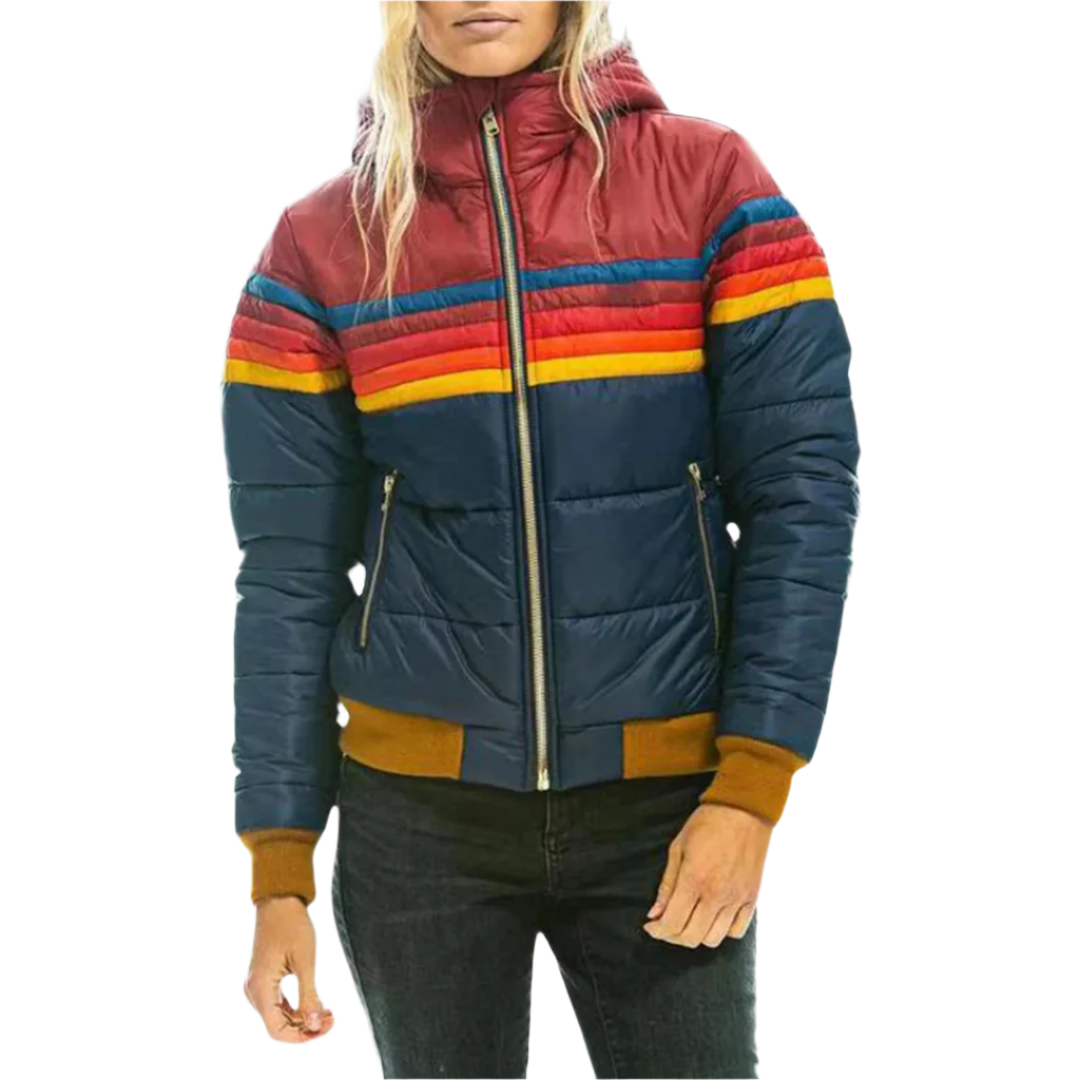 Paige - Rainbow Striped Zip Up Jacket