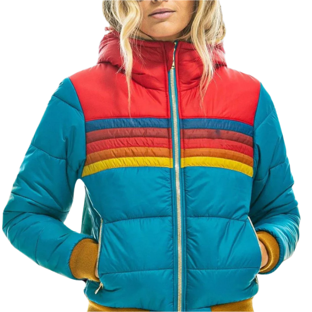 Paige - Rainbow Striped Zip Up Jacket
