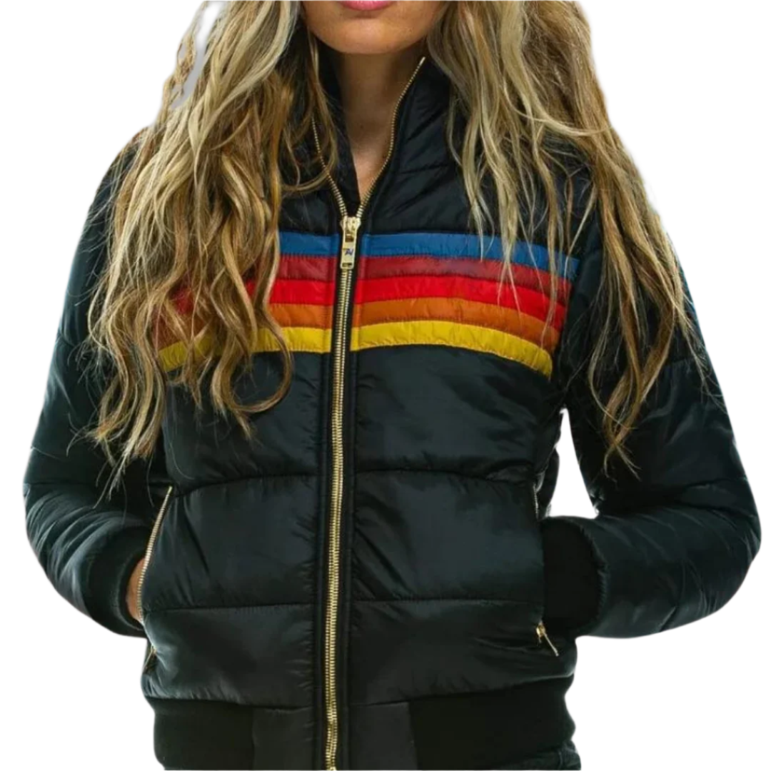 Paige - Rainbow Striped Zip Up Jacket